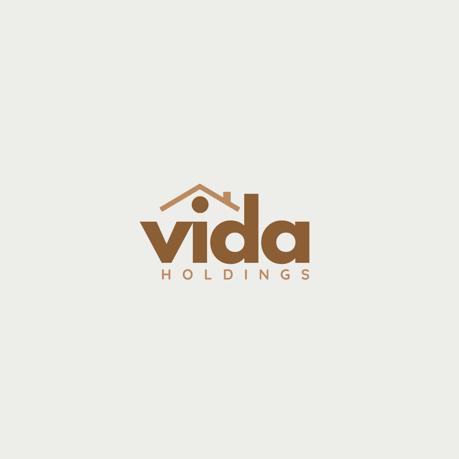 vida holdings Logo real estate company- brown logo with a hut in it